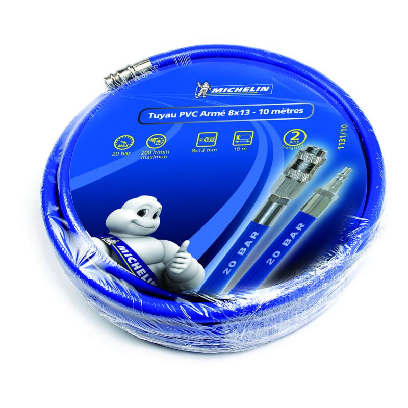 Furtun de aer 10m, 8x13mm, PVC cu insertie, cuple rapide, MICHELIN