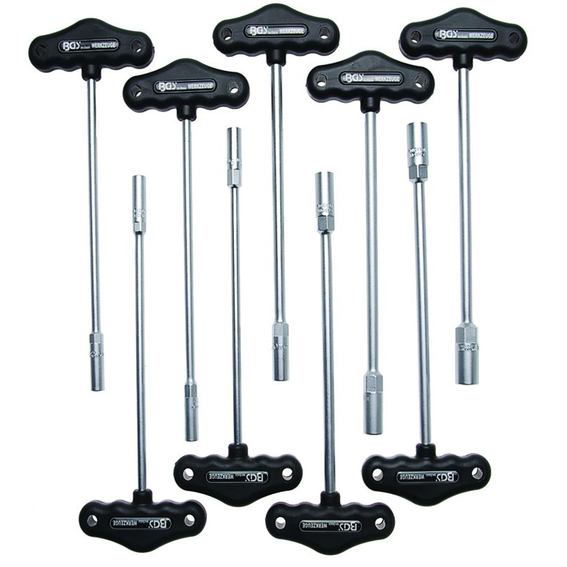 Set 9 chei hexagonala tubulare BGS, maner T, 6 - 14 mm x 230 mm