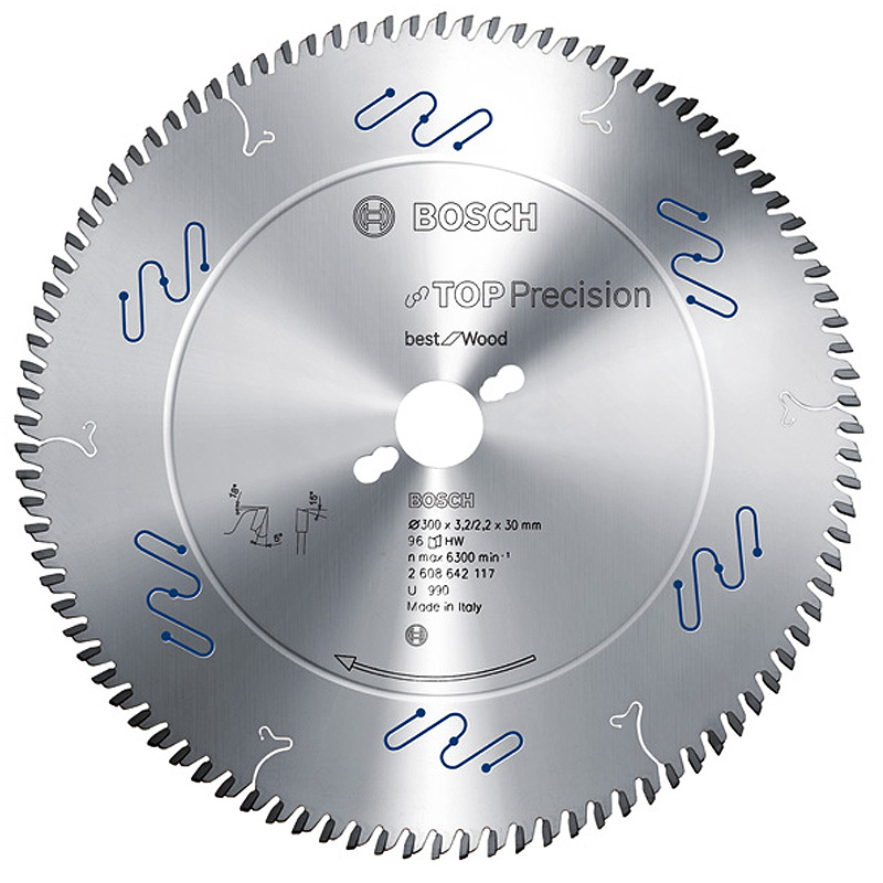 Disc placat pentru circular BOSCH 2608642123 Top Precision Best for Wood 400 x 30 mm, 96 dinți