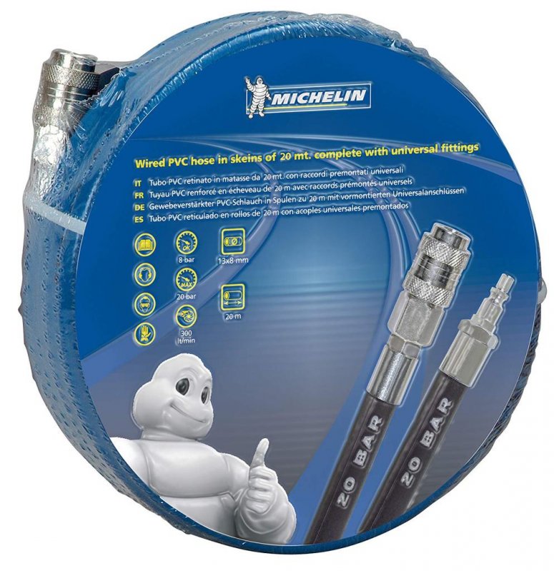 Furtun aer comprimat MICHELIN 20 m 8x13 mm PVC cu insertie - cuple rapide