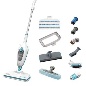 Mop cu aburi 10 in 1, BLACK & DECKER FSMH13E10-QS, 0.38l, 1300W, alb-verde