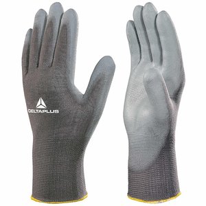 Manusi de protectie tricotate, palma cu strat de protectie PU, gri, marimea 10, DeltaPlus