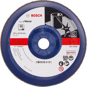 Disc lamelar / evantai de slefuire, X571, 180 mm, G60, cu degajare, suport plastic 
