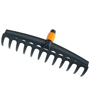 Grebla universala pentru iarba, 12 dinti, otel carbon, fara coada, Fiskars tip QuickFit™
