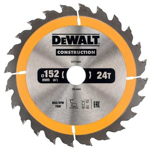 Disc (panza) pentru fierastrau circular, 152x20x2.4 mm, 24 dinti (taiere fina), pentru lemn, tip Dewalt Construction