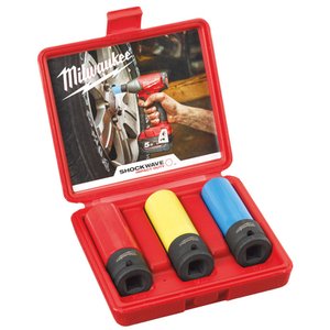 Set 3 chei tubulare de impact cu protectie, 1/2″, MILWAUKEE SHOCKWAVE™ IMPACT DUTY