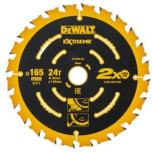 Disc (panza) pentru fierastrau circular, 165x20x1.65 mm, 24 dinti (taiere fina), pentru lemn, tip Dewalt EXTREME