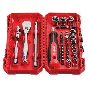 Set 38 piese, chei tubulare + biti 1/4
