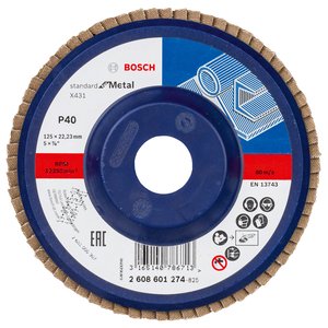 Disc lamelar / evantai de slefuire drept X431, 125 mm, G40