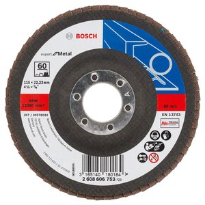 Disc lamelar / evantai de slefuire X551, 115 mm, G60, cu degajare, suport fibra 