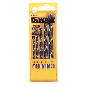 Set 5 burghie DeWalt DT4535-QZ pentru lemn, in carcasa de plastic, Ø 4 -10 mm