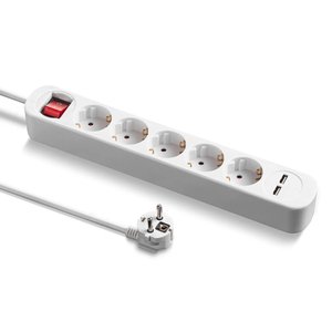 Prelungitor cu comutator, 5 prize + 2 USB, 3x1.5mm / 1.5m, 230V, Trotec, tip PVH5