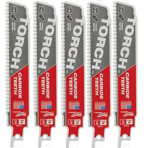 Set 5 panze Heavy Duty TORCH™ pentru lucrari de demolare, pentru fierastraie sabie, dinti carbura, 230/1.27 mm - 8 TPI 