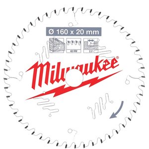 Panza circular de mana, pentru lemn, 160x20x2.2x48ATB, Milwaukee tip CSB P W