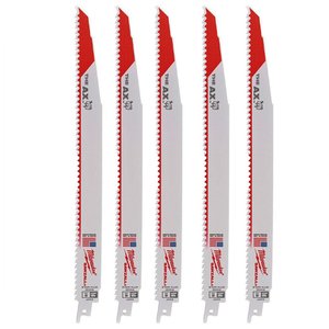 Set 5 panze Heavy Duty AX™ HSS FLEXIBIL sabie, pentru demolari (lemn si cuie), 300/1.6 mm, 5 TPI Milwaukee