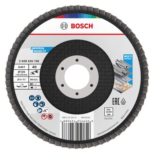 Disc de slefuire lamelar/evantai Bosch X451, 125x22.23 mm, G40, T29