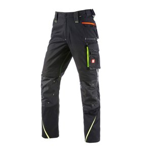 Pantaloni de lucru ergonomici Strauss, e.s.motion 2020, negru-galben/portocaliu fosforescent, marimea 46