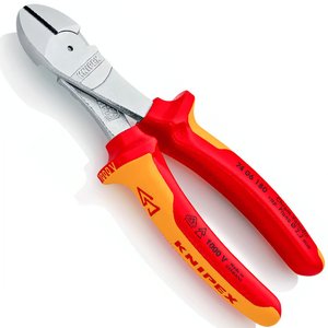 Cleste de forta KNIPEX VDE cu taietura laterala si parghie mare, 180 mm, in blister