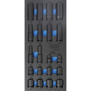Organizator pentru carucior BGS, 20 chei tubulare de impact 10-24mm, 1/3 sertar